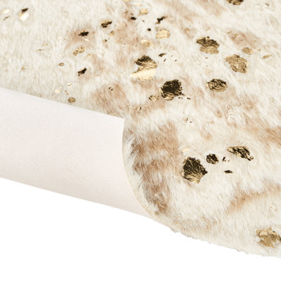 Faux Cowhide Area Rug with Spots 150 x 200 cm Beige with Gold BOGONG