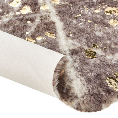 Faux Cowhide Area Rug with Spots 150 x 200 cm Taupe with Gold BOGONG