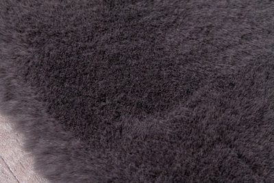 Faux Fur Charcoal Plain Shaggy Modern Rug for Living Room and Bedroom-150cm X 200cm