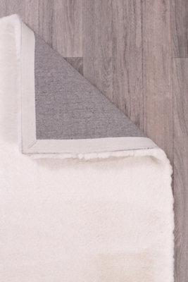 Faux Fur Ivory Plain Shaggy Modern Easy to Clean Polyester Rug for Living Room and Bedroom-150cm X 200cm - 7