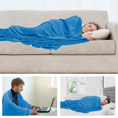 Faux Fur Mink Throw Luxury Super Soft Plain Bed Sofa Settee Throw Blanket Large Ocean Blue DIY at B Q