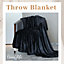 Faux Fur Mink Throw Luxury Super Soft Plain Bed Sofa Settee Throw Blanket - Medium Black