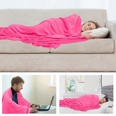 Faux Fur Mink Throw Luxury Super Soft Plain Bed Sofa Settee Throw Blanket Medium Fuchsia Pink DIY at B Q