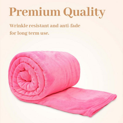 Super Soft Fluffy Mink Blanket - X-Large Luxury Throw In White Blush Pink | Faux Fur & Machine Washable