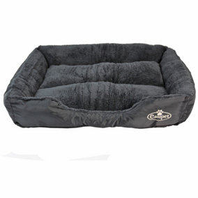 Faux Fur Pet Bed Black/Grey Large