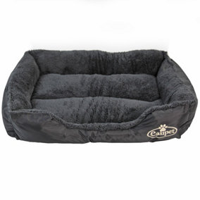 Faux Fur Pet Bed Black/Grey Medium