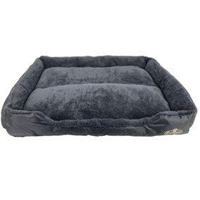 Faux Fur Pet Bed Black/Grey XXL