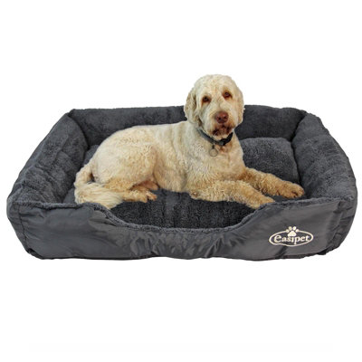 Faux Fur Pet Bed Black/Grey XXL