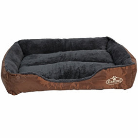 Faux Fur Pet Bed Brown/Grey Large