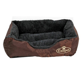 Faux Fur Pet Bed Brown/Grey Small