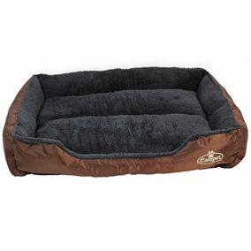 Faux Fur Pet Bed Brown/Grey X-Large