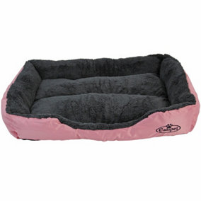 Faux Fur Pet Bed Pink/Grey Large