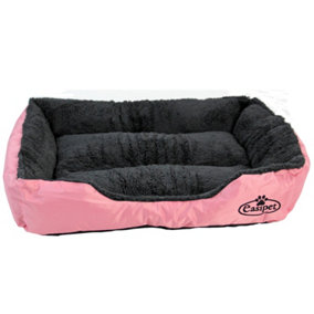 Faux Fur Pet Bed Pink/Grey Medium
