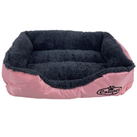 Faux Fur Pet Bed Pink/Grey Small