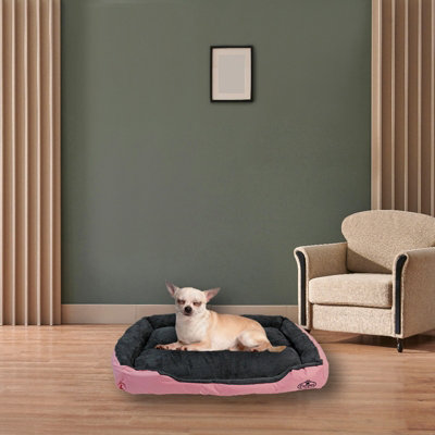 Faux Fur Pet Bed Pink Grey Small