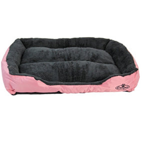 Faux Fur Pet Bed Super Comfy Pink/Grey XL