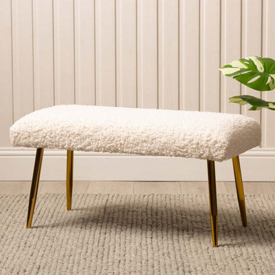 Faux Fur Upholstered Bench for Bedroom Furniture, Modern Bench with ...