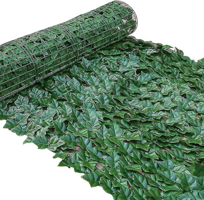 TANG 58ft X 196ft Ivy Leaf Artificial Faux Hedge – Dark Green Privacy Fence Wall Decor, Waterproof