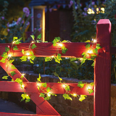 Faux Ivy Solar Firefly String Lights with 30 LEDs - Outdoor Garden Fence, Gate, Wall, Parasol, Patio, Decking Lighting Decoration