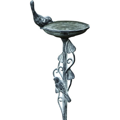 Faux Lead Bird Bath - Vintage Style Aged Metal Effect Wild Bird Water Bowl Outdoor Garden Patio Decor - H80 x 16cm Diameter Price Comparisons | Compare The Build