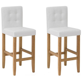 Faux Leather Bar Chair Set of 2 Off-White MADISON