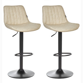 Faux Leather Bar Chair Swivel Set of 2 Light Beige DUBROVNIK