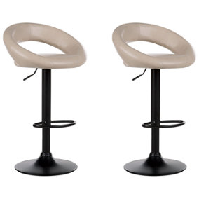 Faux Leather Bar Chair Swivel Set of 2 Light Beige PEORIA
