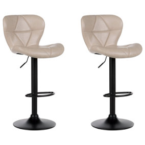 Faux Leather Bar Chair Swivel Set of 2 Light Beige VALETTA