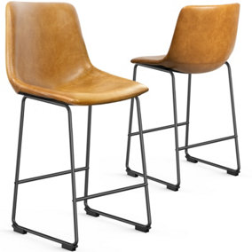 Faux Leather Bar Stools Set of 2 with Back-76cm
