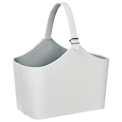 Faux Leather Basket Light Grey ELAM