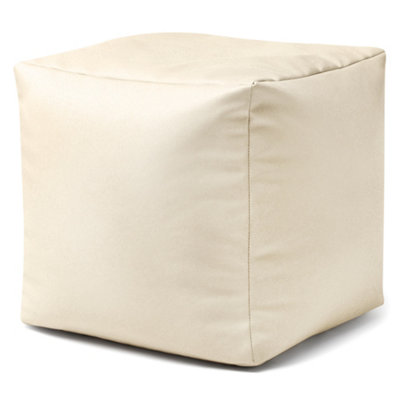 Faux Leather Bean Cube Natural Bean Bag Pouffe DIY at B Q