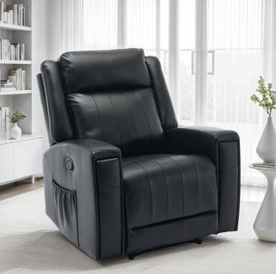 Faux Leather Black Foggia Manual Recliner Chair