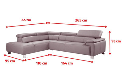Faux Leather Brown Suede Left Hand Facing Corner Sofa