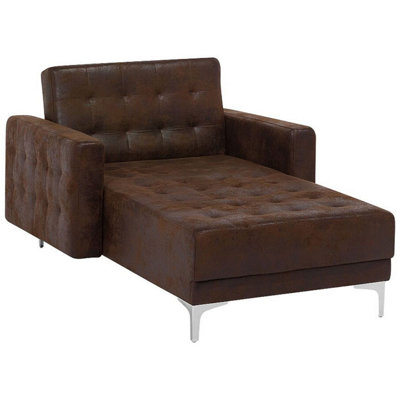 Faux Leather Chaise Lounge Brown ABERDEEN