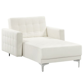 Faux Leather Chaise Lounge White ABERDEEN