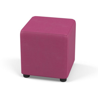 Faux Leather Cube Seating Blossom Pink Faux Leather