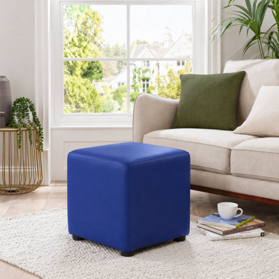 Faux Leather Cube Seating Cornflower Blue Faux Leather
