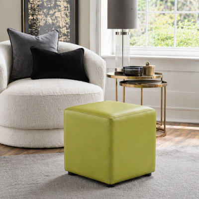 Faux Leather Cube Seating Lime Green Faux Leather
