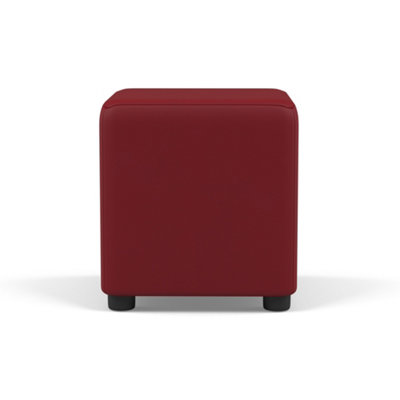 Faux Leather Cube Seating Poppy Red Faux Leather