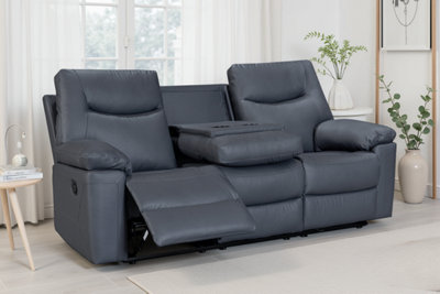 Faux Leather Dark Grey 3 Seater Manual Recliner Sofa COLUMBIA