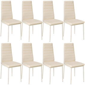 Faux leather dining chairs, Set of 8  - beige