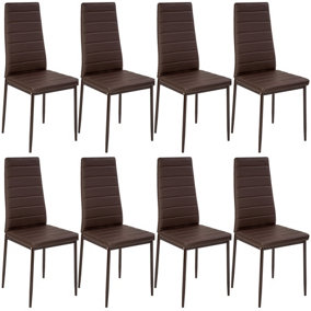 Faux leather dining chairs, Set of 8  - brown