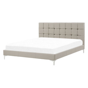 Faux Leather EU Double Size Bed Taupe AMBERT