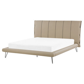 Faux Leather EU King Size Bed Beige BETIN