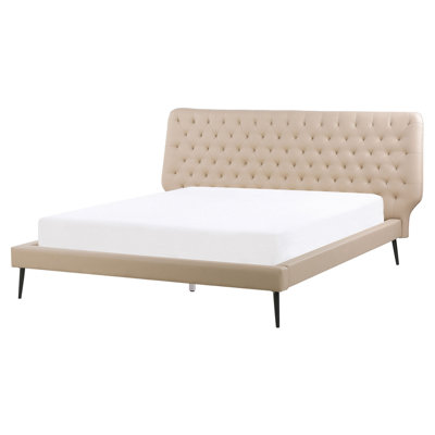 Faux Leather EU King Size Bed Beige ESSONNE