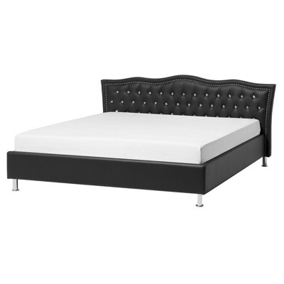 Faux Leather EU King Size Bed Black METZ