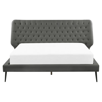 Faux Leather EU King Size Bed Grey ESSONNE