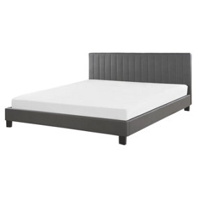 Faux Leather EU King Size Bed Grey POITIERS