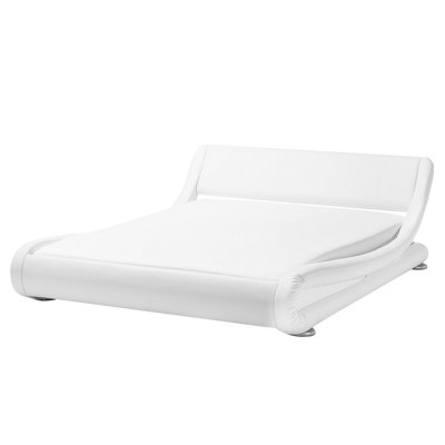 Faux Leather EU King Size Bed White AVIGNON