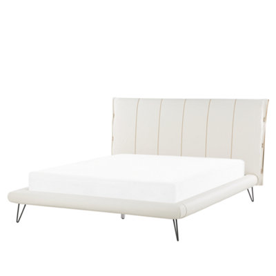 Faux Leather EU King Size Bed White BETIN